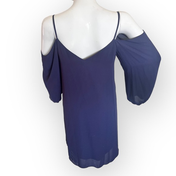 ALICE + OLIVIA Carli Cold-Shoulder Mini Dress Navy Size S - Picture 3 of 8